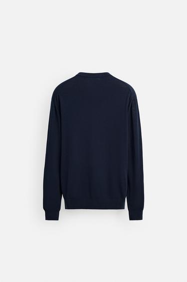COTTON AND SILK SWEATER - Navy blue by Zara - Image 6