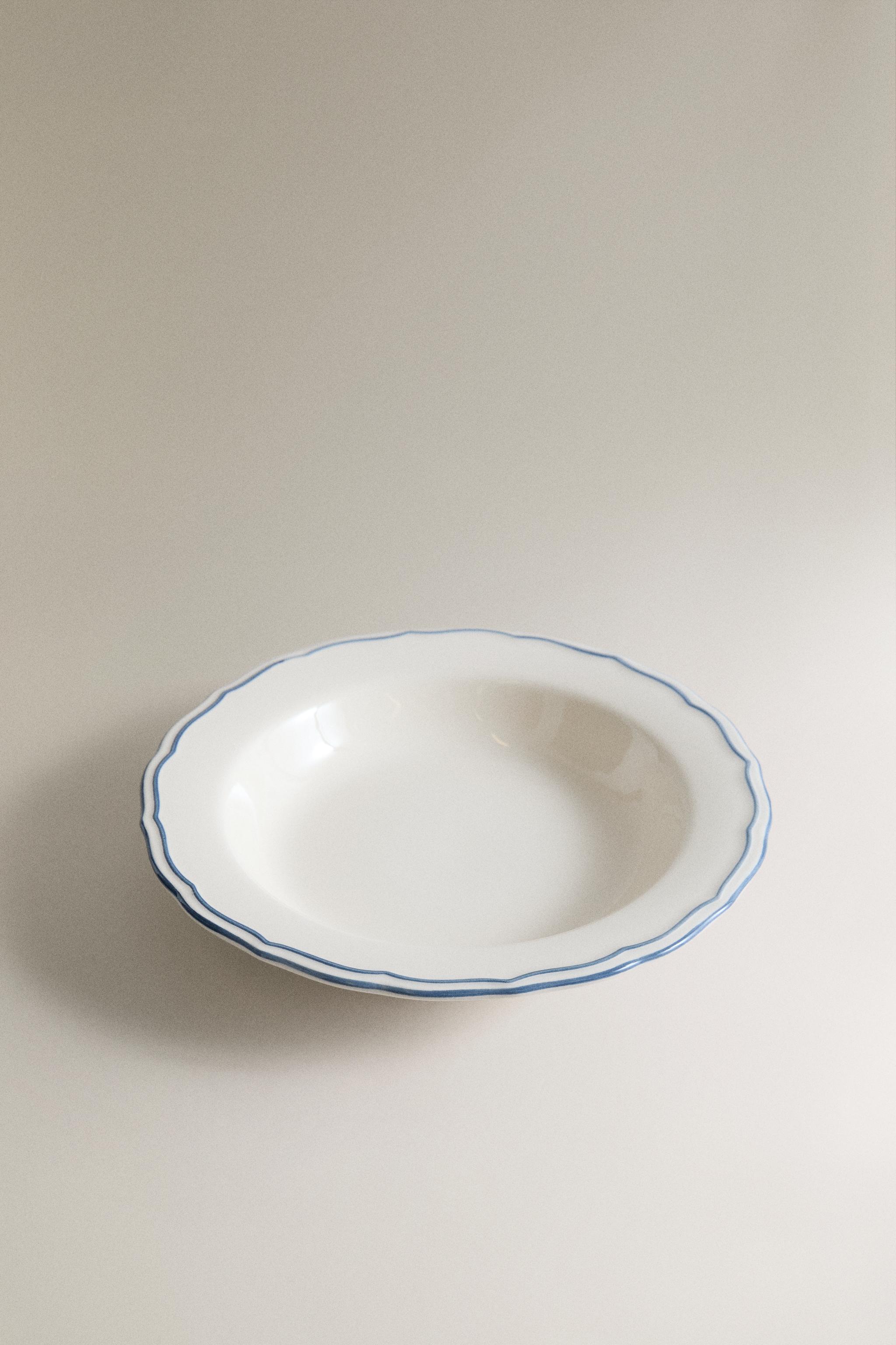 WAVY RIM EARTHENWARE SOUP PLATE — Blue (alternate view)
