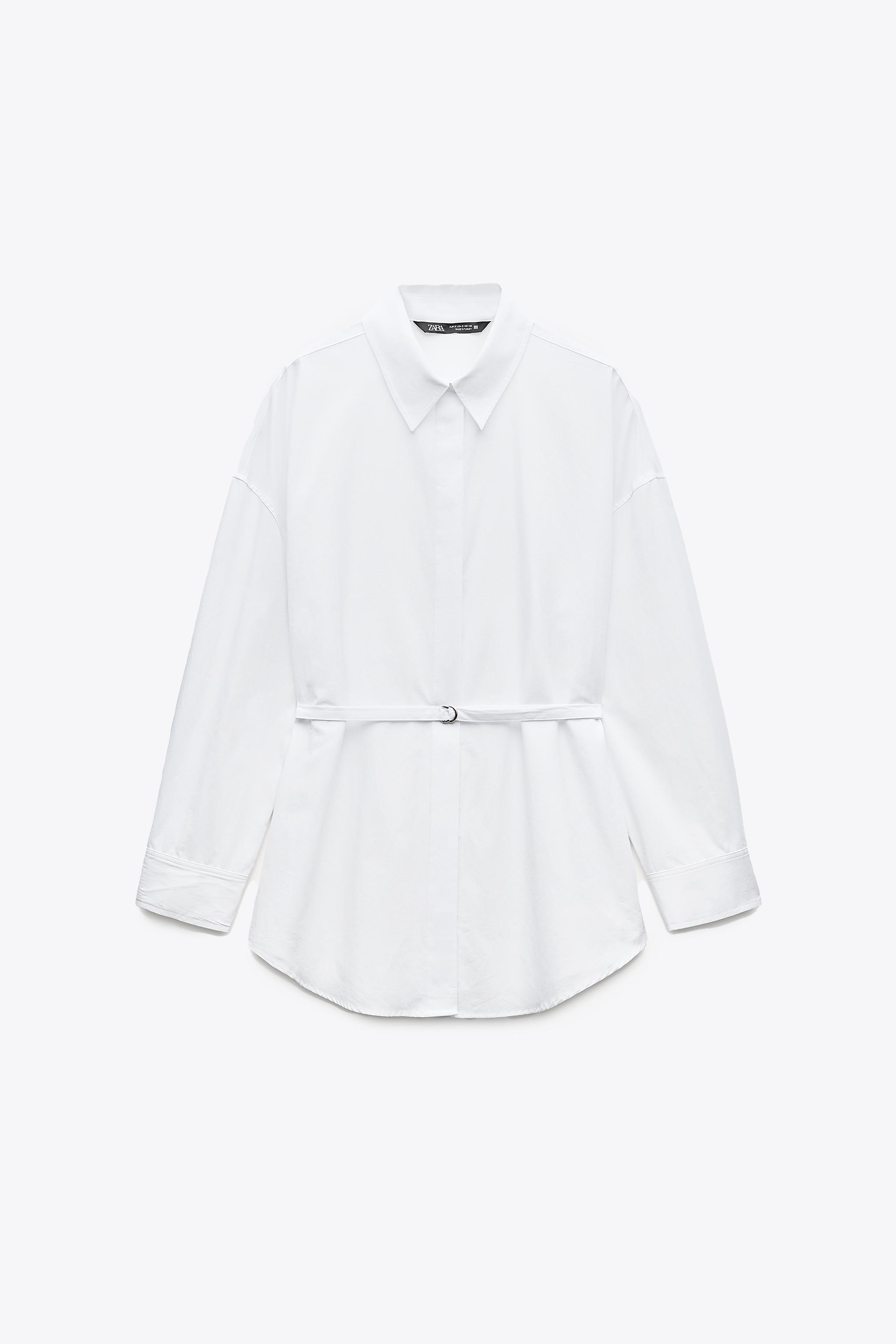 CHEMISE EN POPELINE AVEC CEINTURE
