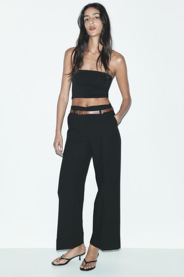 PANTALÓN VUELTA CINTURÓN - Negro de Zara