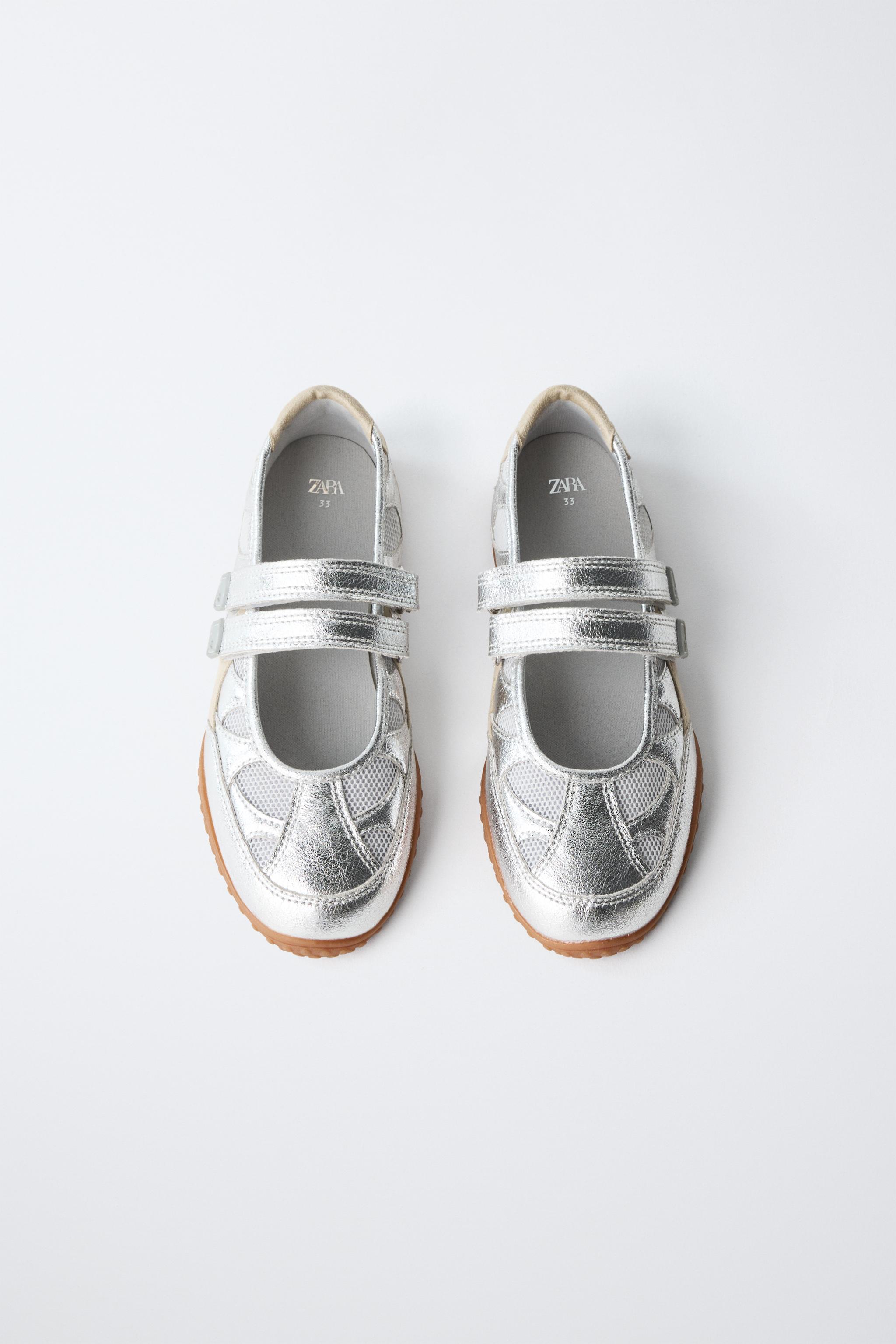 Обувь Zara METALLIC SPORTY BALLET FLATS — фото 5
