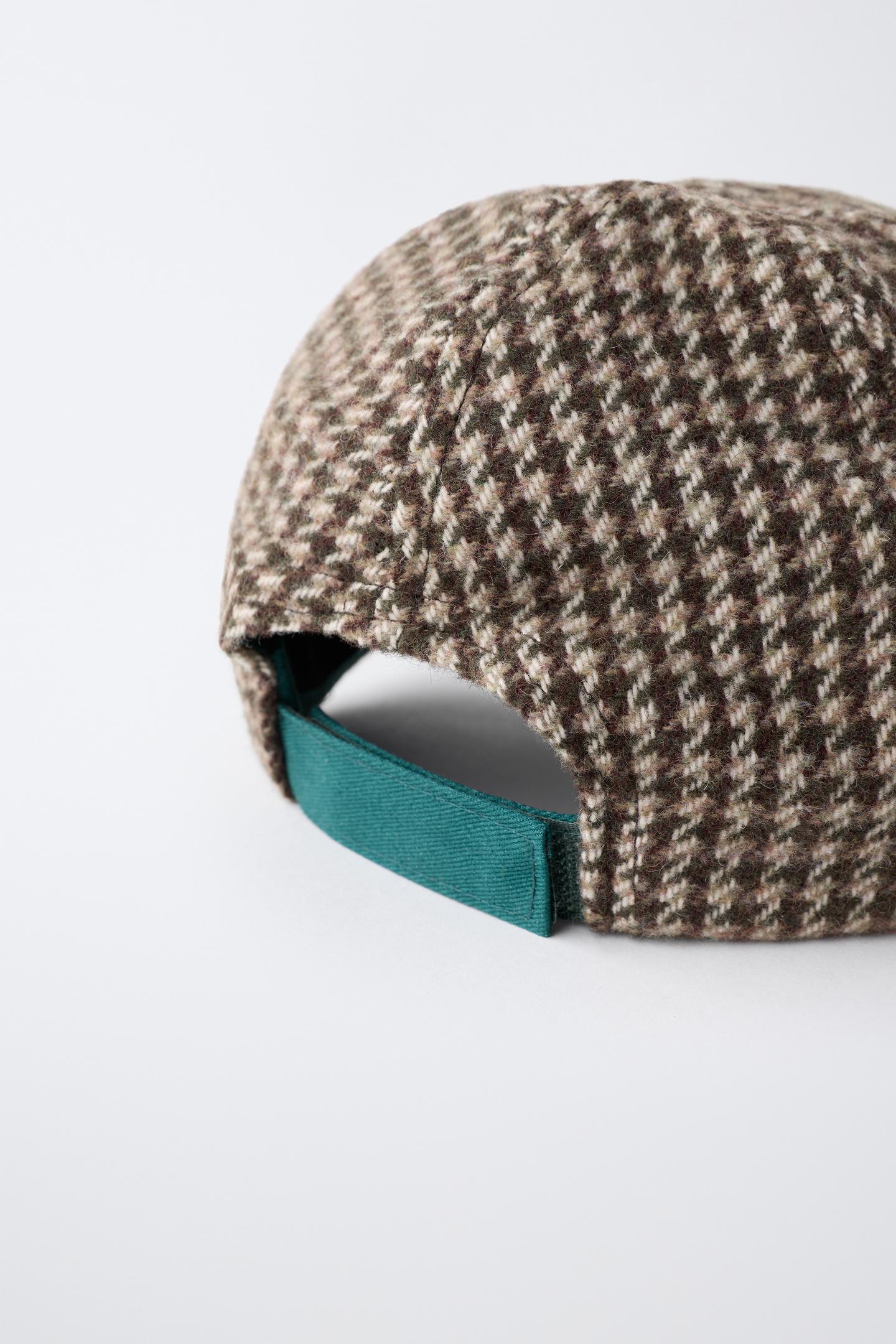 Детская кепка Zara Houndstooth with Embroidered Dog and Wool Blend, цвет: Угольный серый — фото 4