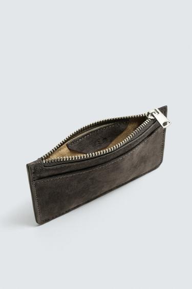 LEATHER CARD HOLDER - Grey by Zara - Image 3