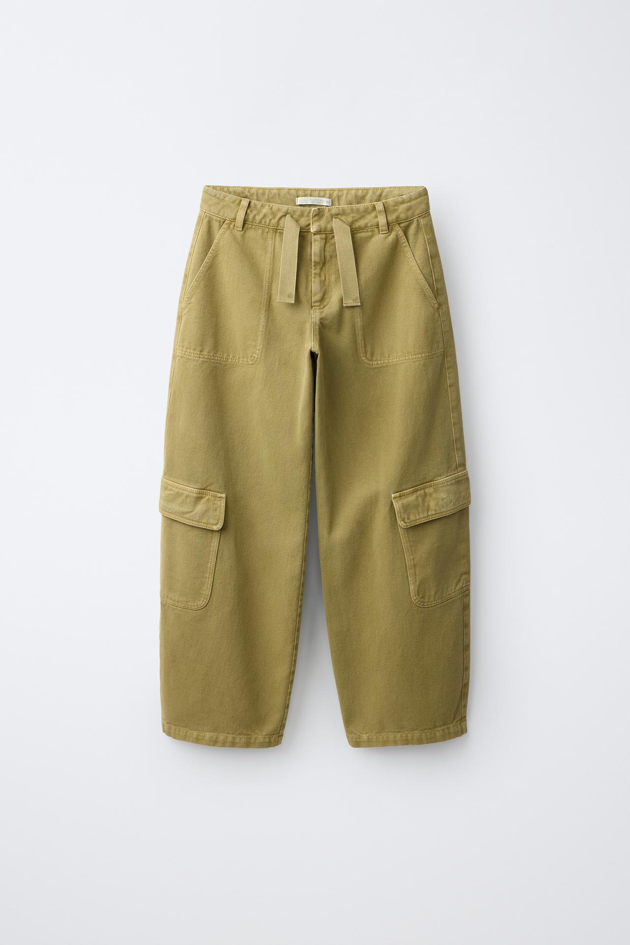 WIDE LEG CARGO PANTS — Khaki