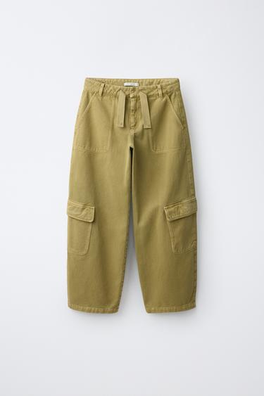 WIDE LEG CARGO PANTS — Khaki 1