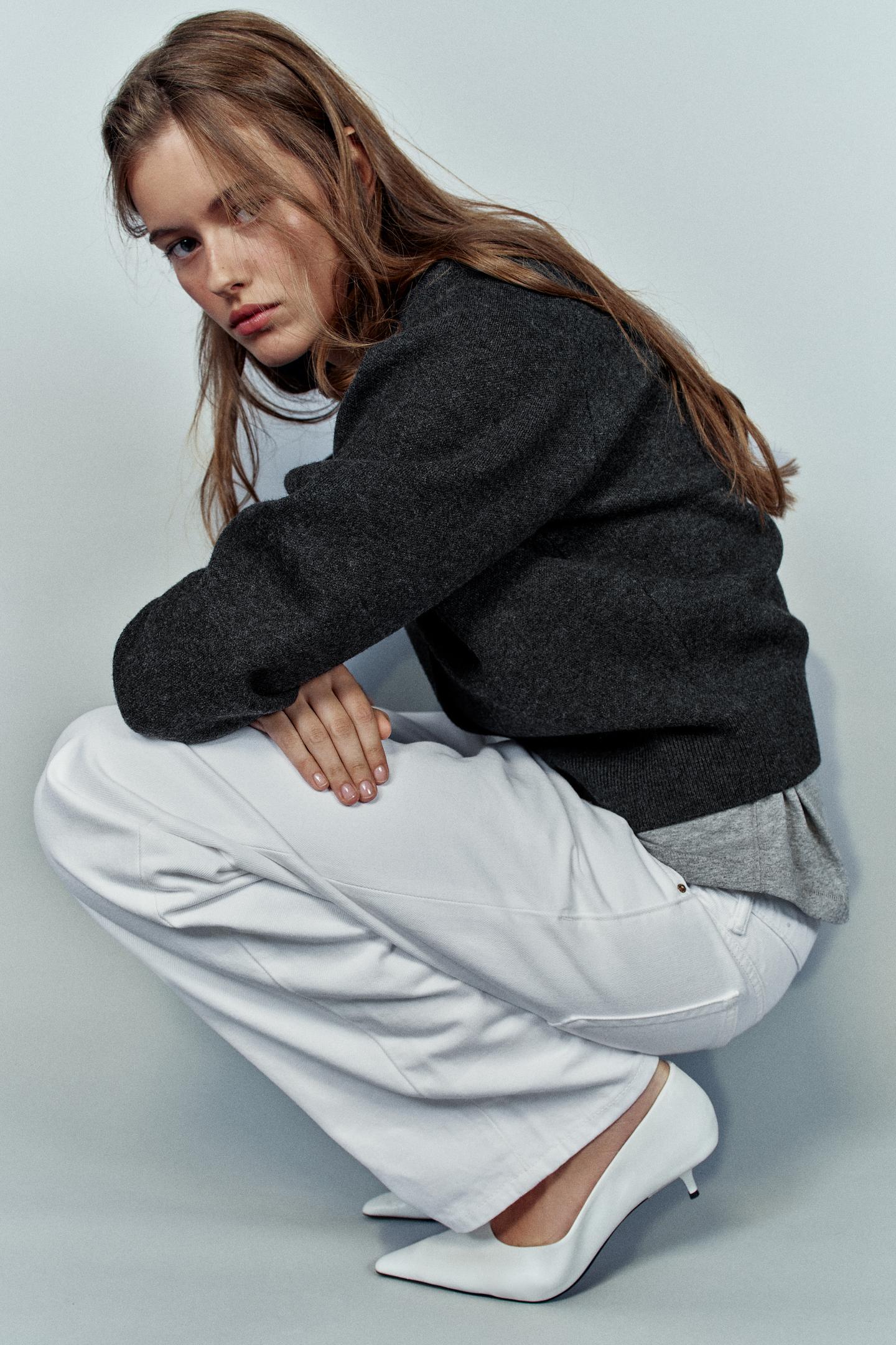 Женская куртка Zara Knit Bomber, цвет: Антрацитовый серый — фото 5