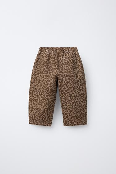 ANIMAL PRINT BAGGY TROUSERS - Brown by Zara - Image 1