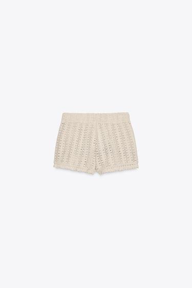 EMBROIDERED CROCHET SHORTS - Ecru by Zara - Image 3