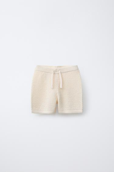 Zara CROCHET KNIT SHORTS - Ecru - Image 0