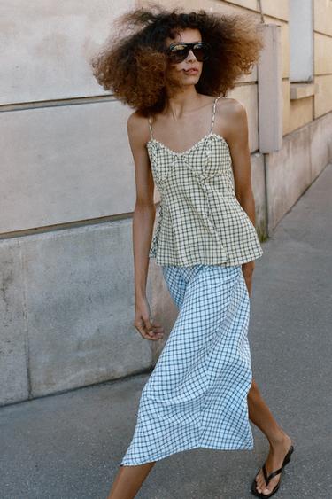 ТОП В БЕЛЬЕВОМ СТИЛЕ В КЛЕТКУ — ЖЕЛТЫЙ от Zara — изображение 0