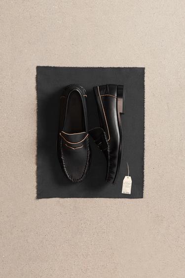 LIMITED EDITION LEATHER LOAFERS - Black by Zara