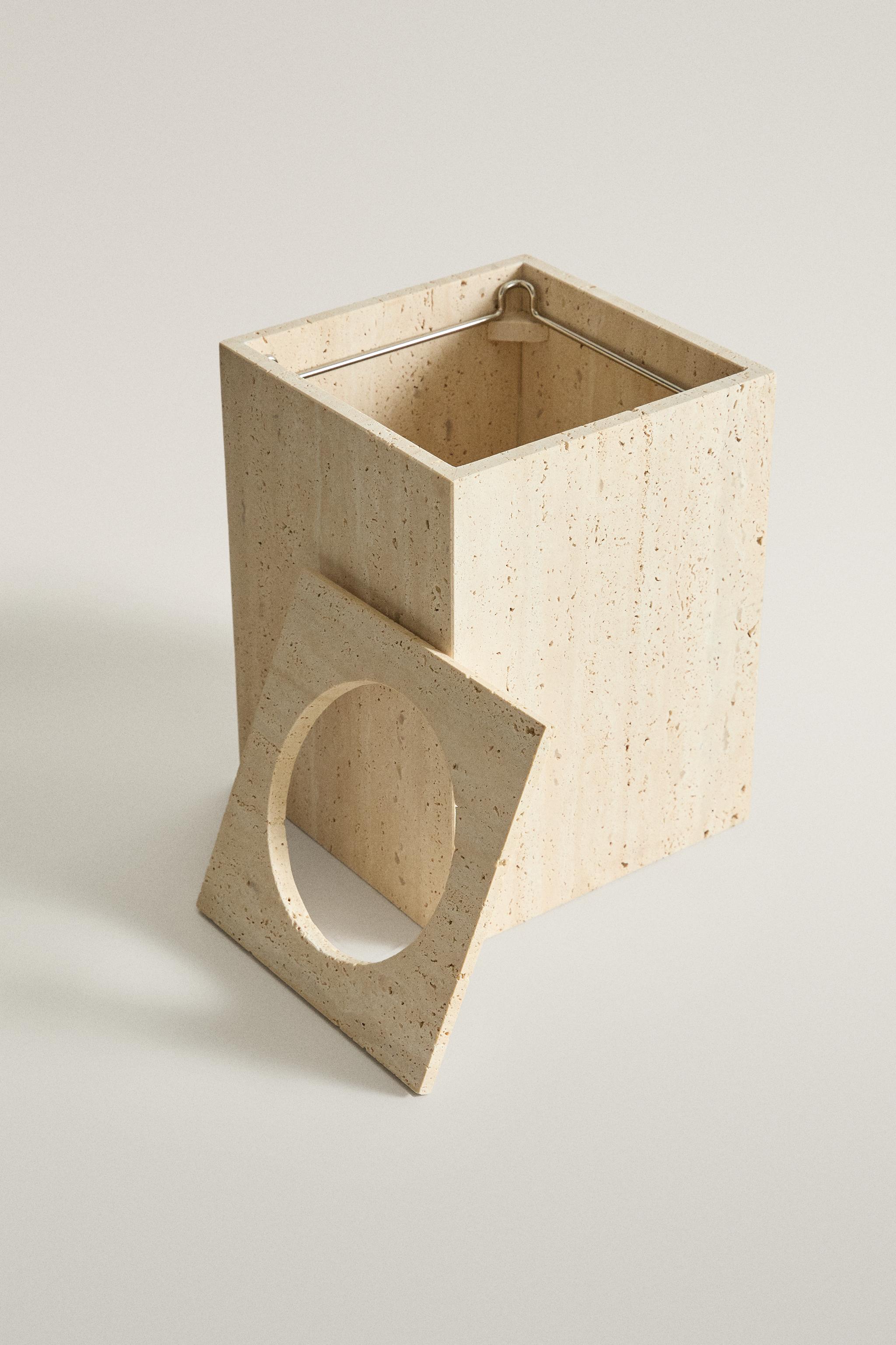 BEIGE MARBLE BATHROOM BIN