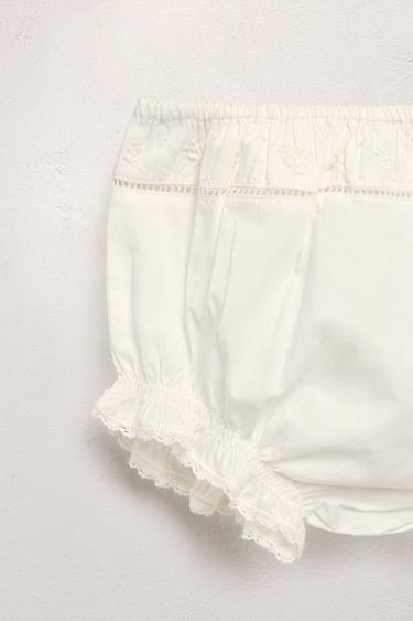 1 MONTH - 3 YEARS/ LIMITED EDITION POPLIN SHIRT AND BLOOMERS SET WITH EMBROIDERED FLOWERS - Ecru by Zara - Image 3