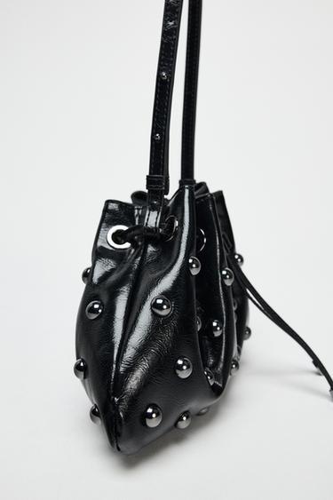 STUDDED MINI BUCKET BAG - Black by Zara - Image 4