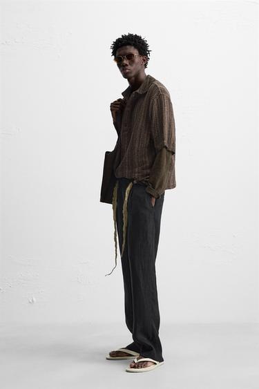 OPEN KNIT POLO SHIRT - Brown by Zara - Image 4