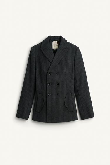 Zara STRUCTURED STRIPED BLAZER - Dark gray