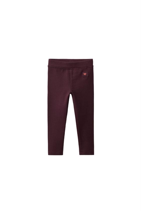 Zara LABEL DETAIL RIBBED LEGGINGS - Chocolate - Image 0