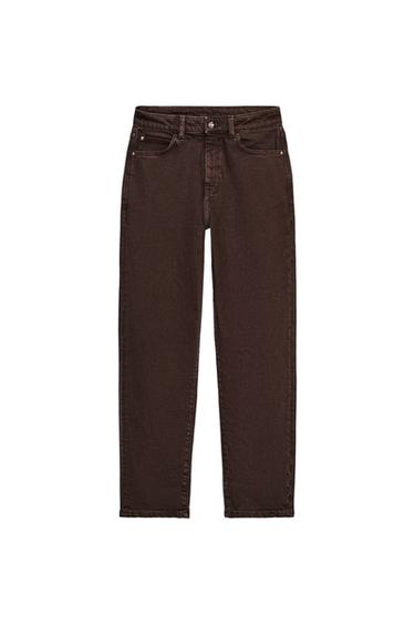 Zara Z.01 MOM FIT HIGH-RISE JEANS - Brown