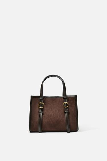 Zara MINI SHOPPER BAG - Chocolate