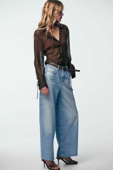 JEAN Z1975 JAMBES LARGES COURT TAILLE HAUTE CEINTURE - Bleu moyen de Zara - Image 2