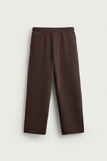 Zara BASIC RELAXED FIT JOGGING PANTS - Brown