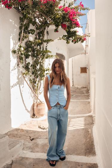 БІРТЕКІ ТОҚЫМА КОРСЕТ ТОП - Көк Zara компаниясынан