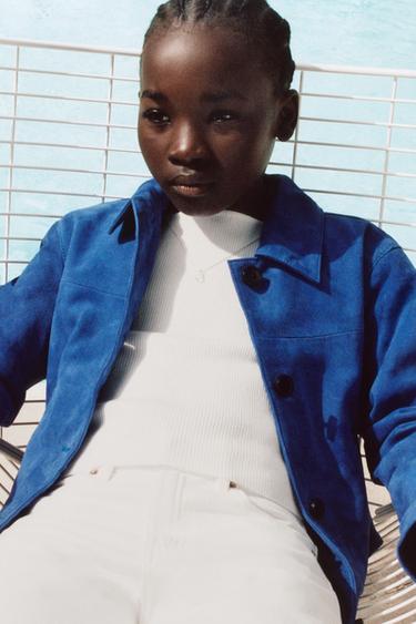 100% SUEDE LEATHER JACKET - Bluish by Zara