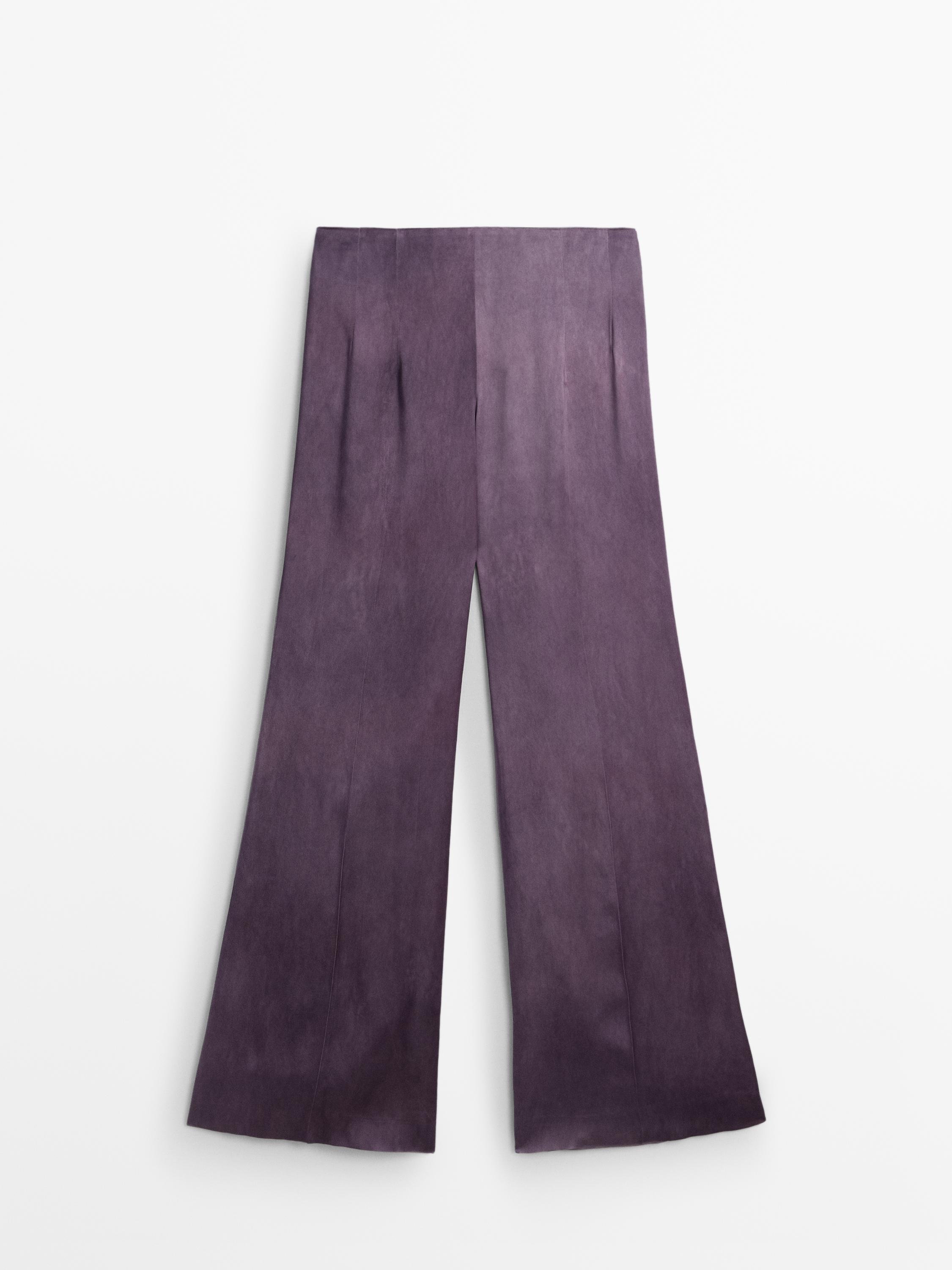Flowing flared satin trousers