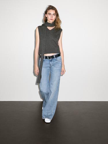 Zara 100% cashmere V-neck vest - Mid-gray