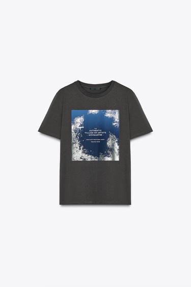 Zara METALLIC T-SHIRT - Anthracite grey - Image 0