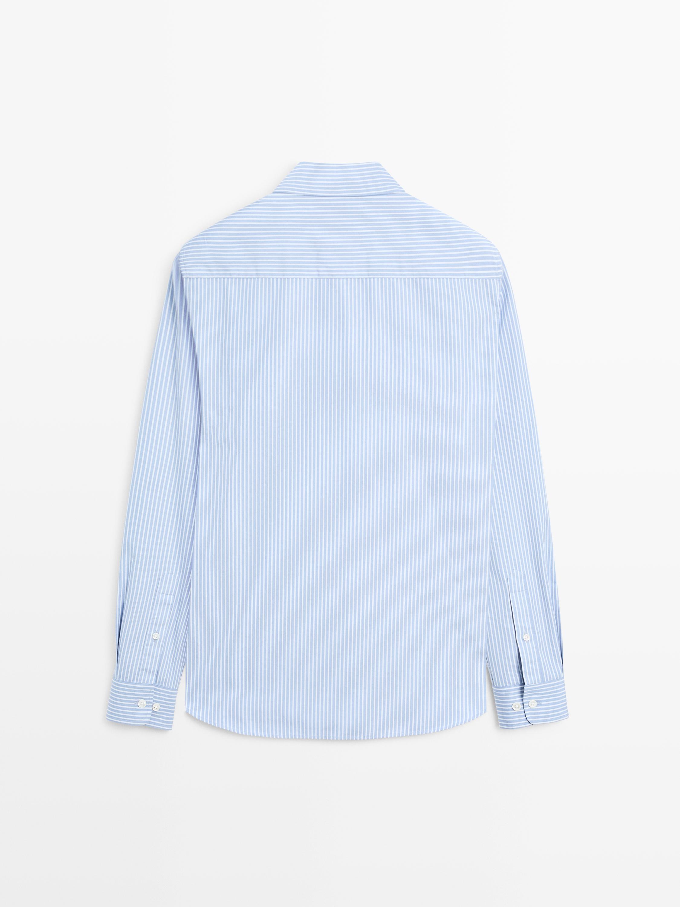 100% cotton striped poplin shirt