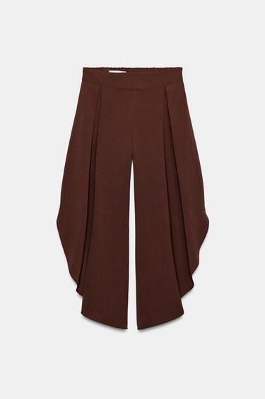 PANTALÓN FLUIDO ABERTURAS - Marrón de Zara - Imagen 0