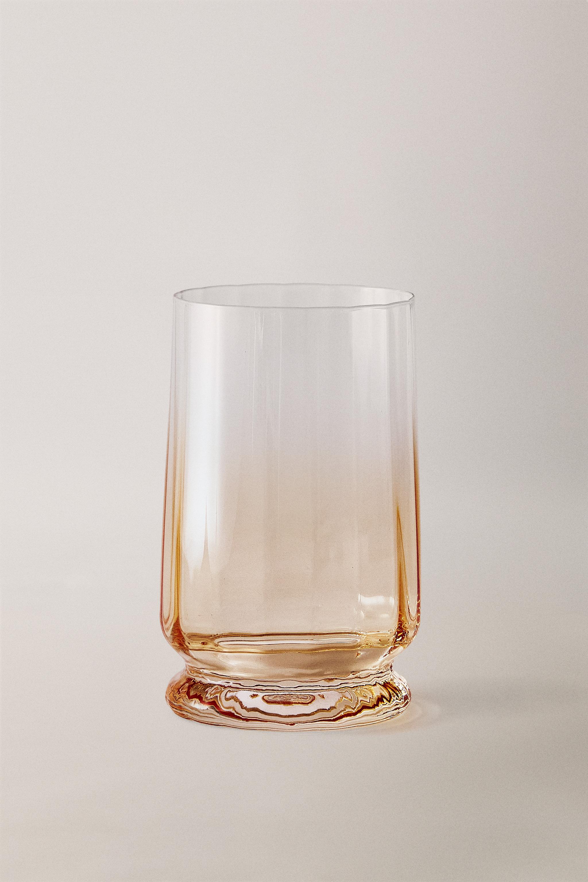 GLASS SOFT DRINK TUMBLER WITH LINES — Yellow