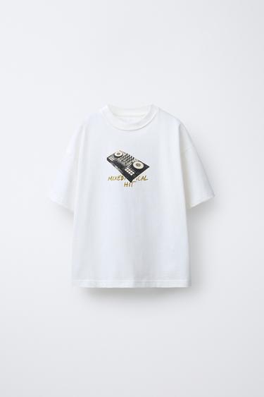 Zara MUSIC PRINTED T-SHIRT - Oyster-white