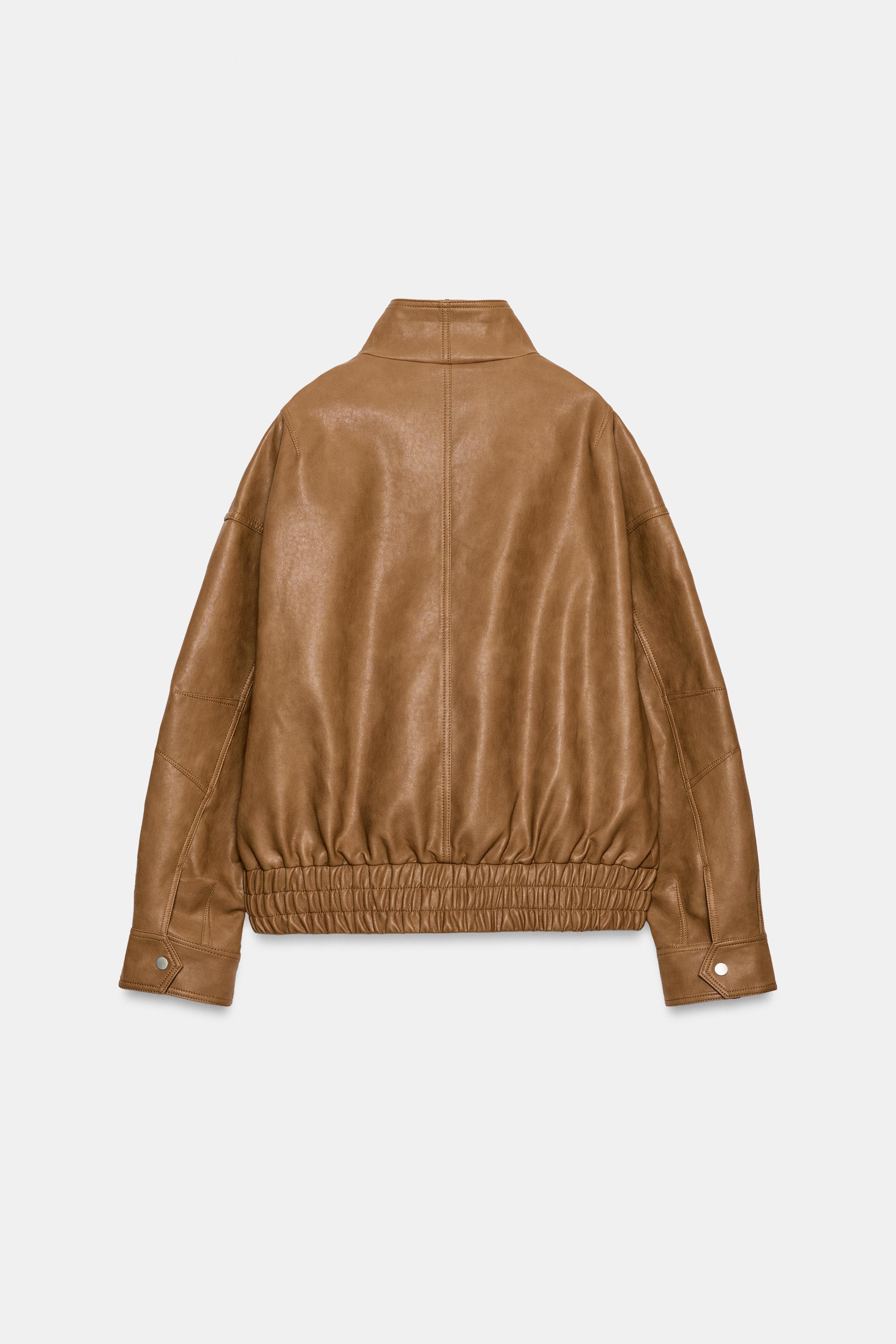 ZW COLLECTION FAUX LEATHER BOMBER JACKET - Brown | ZARA South Africa