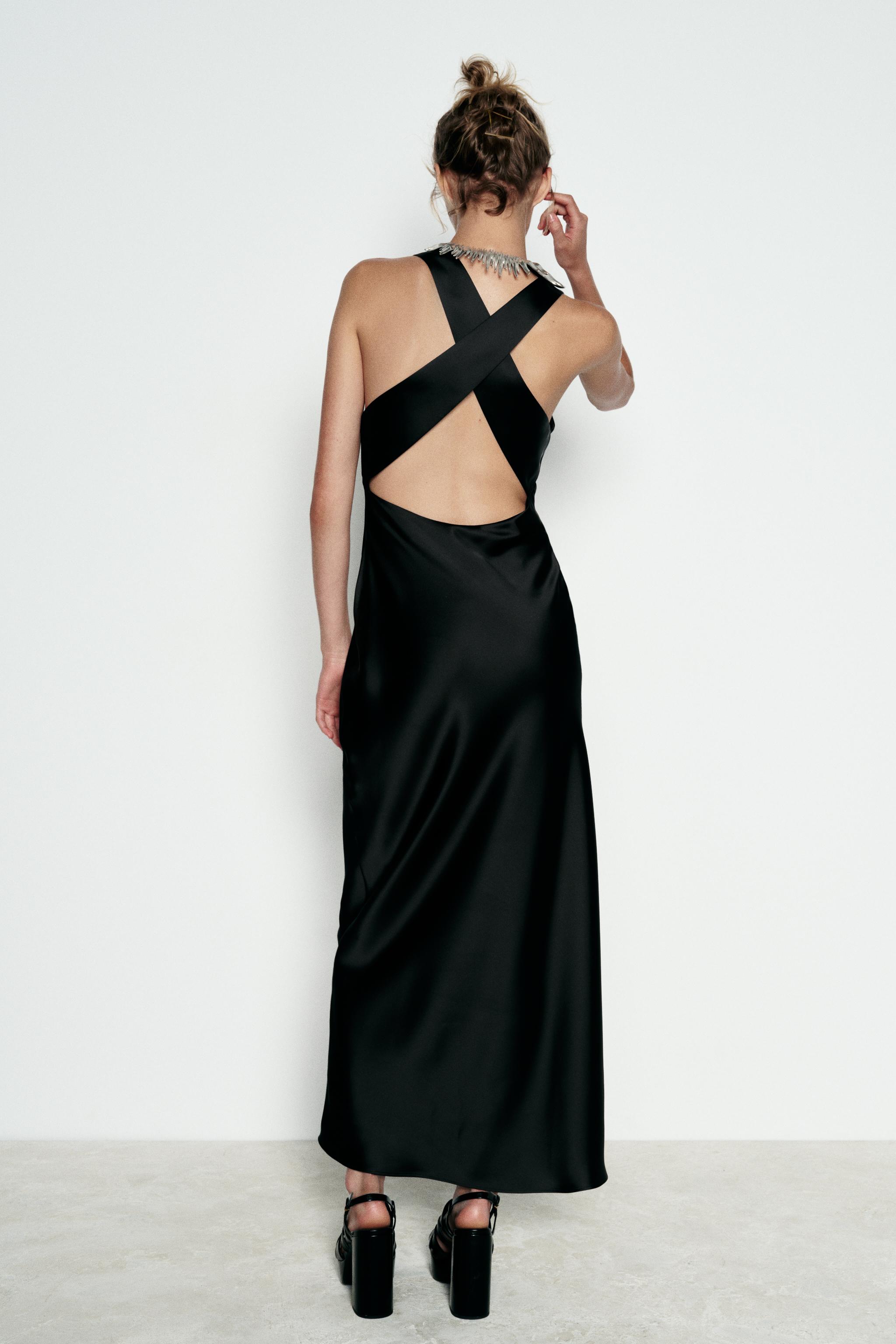 Black long dress zara best sale