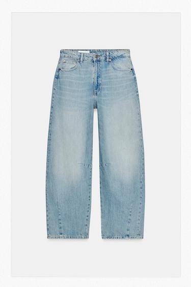 Zara TRF MID-RISE BALLOON BAGGY JEANS - Indigo