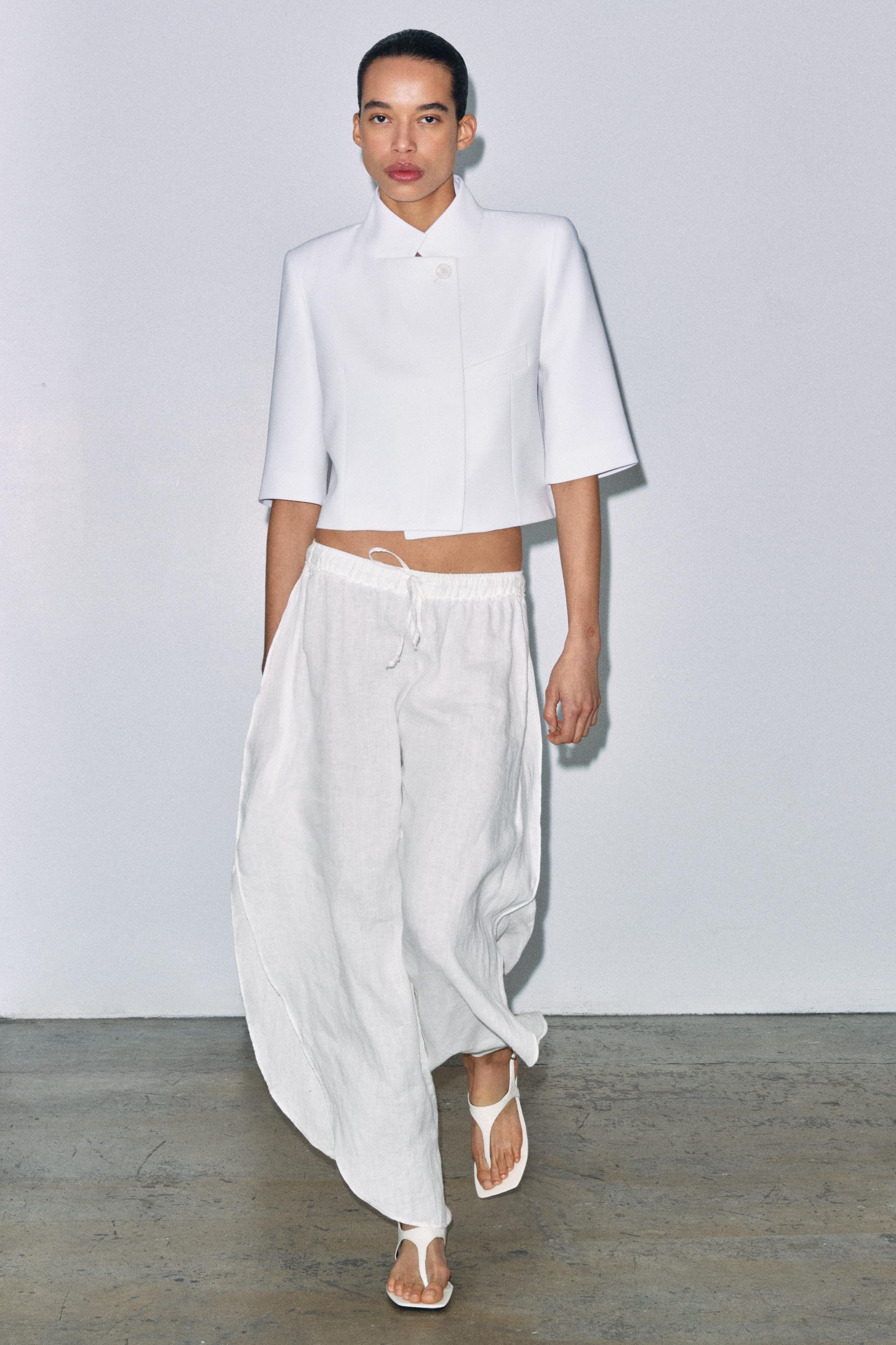 クロップドショートスリーブブレザー ZW COLLECTION - エクリュ | ZARA