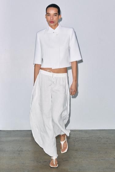 CROPPED SHORT SLEEVE BLAZER ZW COLLECTION - Ecru by Zara