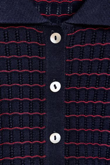 KNIT PETER PAN COLLAR TOP - Blue by Zara - Image 3