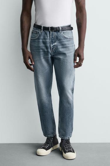 SLIM FIT CROPPED JEANS - Mid-blue by Zara