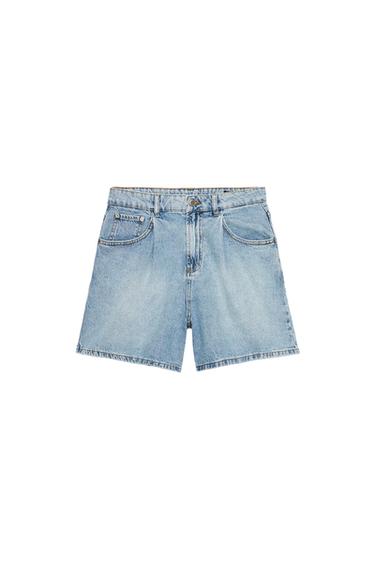 ZW COLLECTION HIGH-WAIST DENIM SHORTS - Light blue by Zara