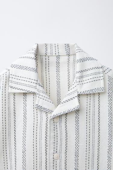 RUSTIC STRIPED BOWLING SHIRT - Ecru by Zara - Image 2