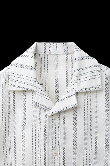 CAMISA BOWLING RÚSTICA RAYAS - Crudo de Zara
