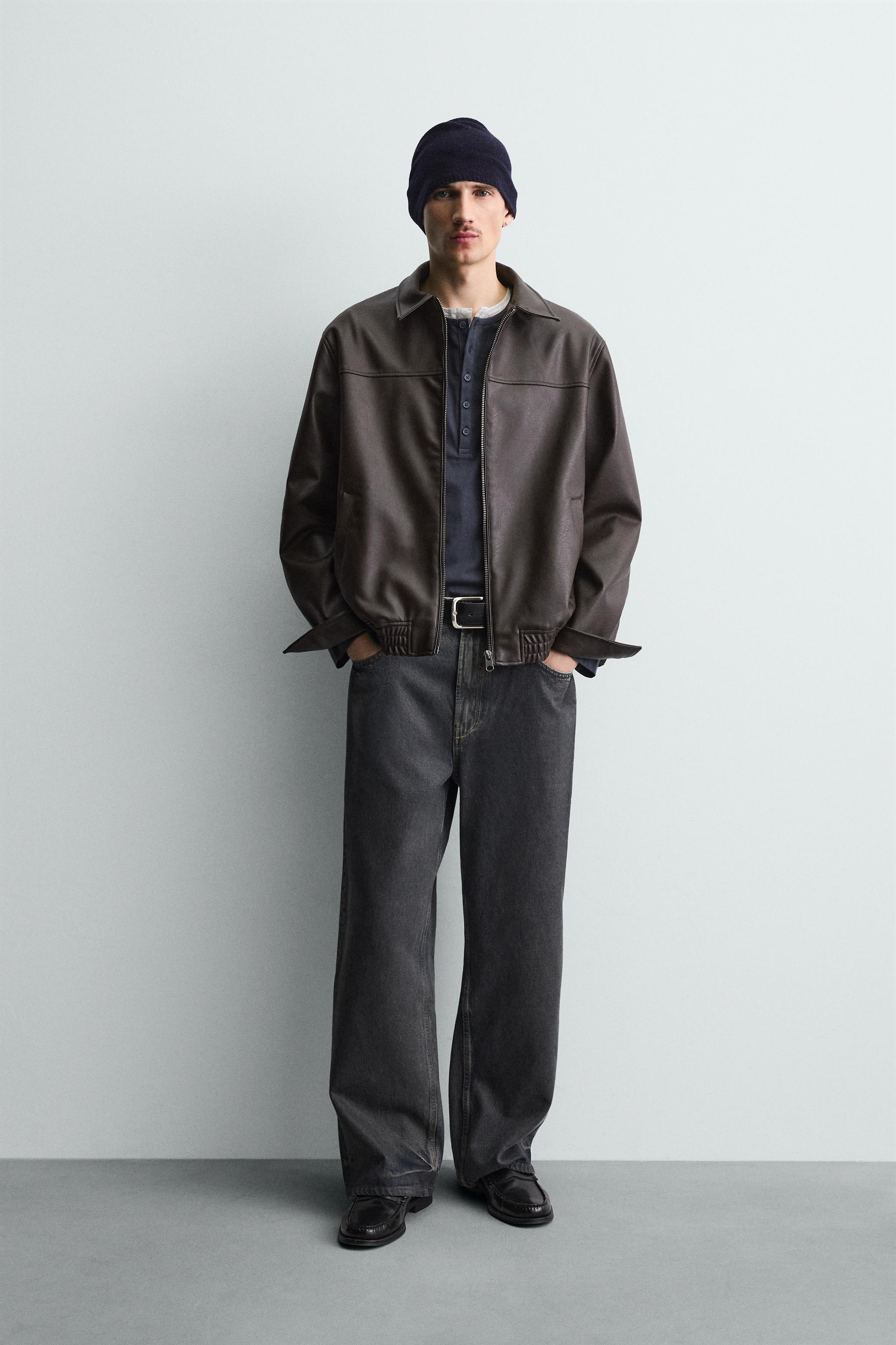 ZARA ブラウン フェイクレザー ボンバージャケット フェイクレザーボンバージャケット - ダークブラウン | ZARA Japan / 日本