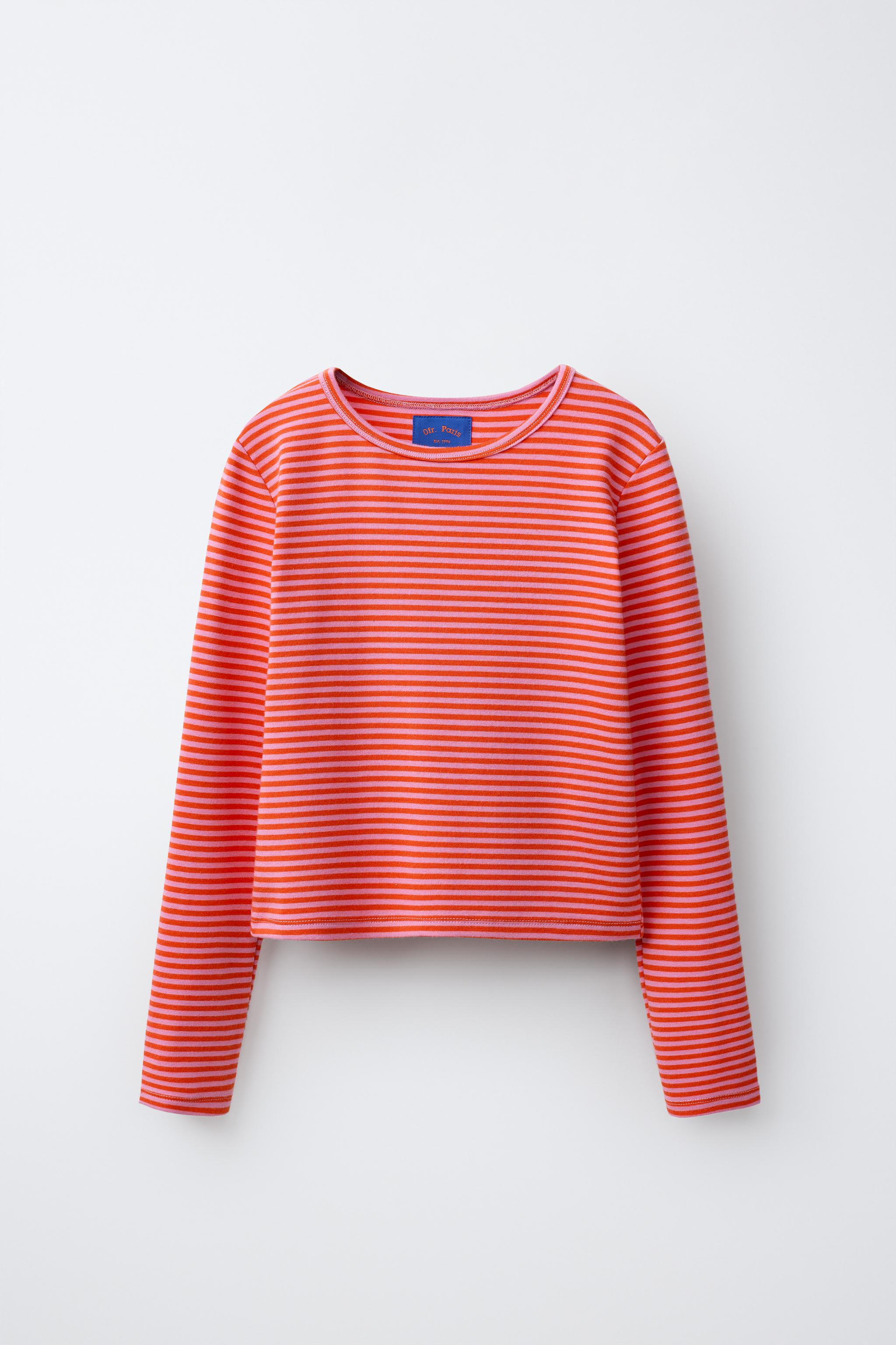 0FR. PARIS X ZARA STRIPED MODAL T-SHIRT - Red | ZARA United States