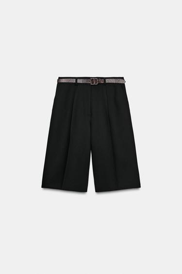 SHORT LONG AVEC CEINTURE - Noir de Zara - Image 5