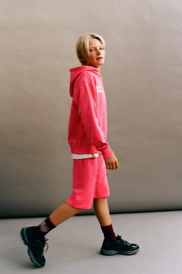 Zara TEXT HOODIE AND BERMUDA SET - Pink