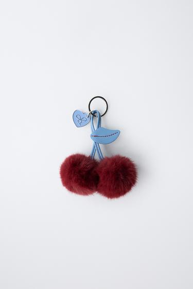 PORTE-CLÉS CERISES EFFET FOURRURE - Grenat de Zara