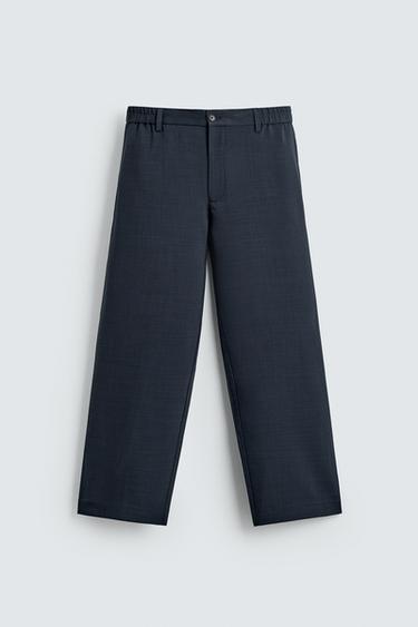 RELAXED FIT FLOWING TROUSERS - Navy blue by Zara